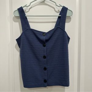 NWT J. Crew Blue Ribbed Button Up Tank Top Blouse Size S